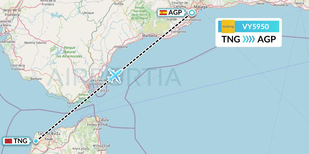 VY5950 Vueling Flight Map: Tangier to Malaga