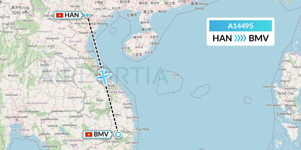 A14495 A.p.g. Distribution Systems Flight Map: Hanoi to Buon Ma Thuot