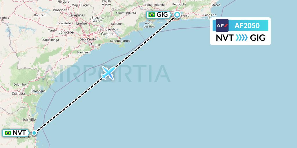 AF2050 Air France Flight Map: Navegantes to Rio de Janeiro