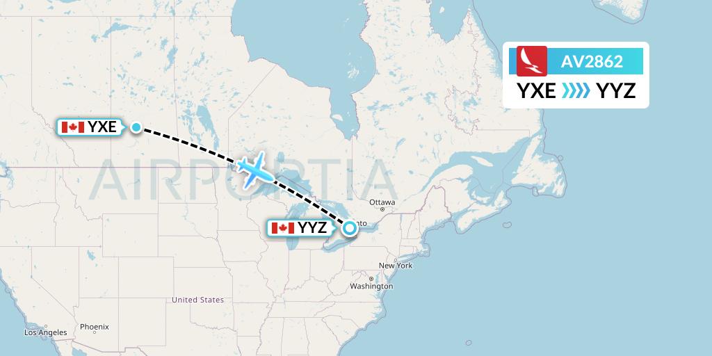 AV2862 Avianca Flight Map: Saskatoon to Toronto