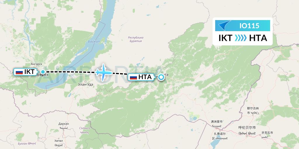 IO115 IrAero Flight Map: Irkutsk to Chita