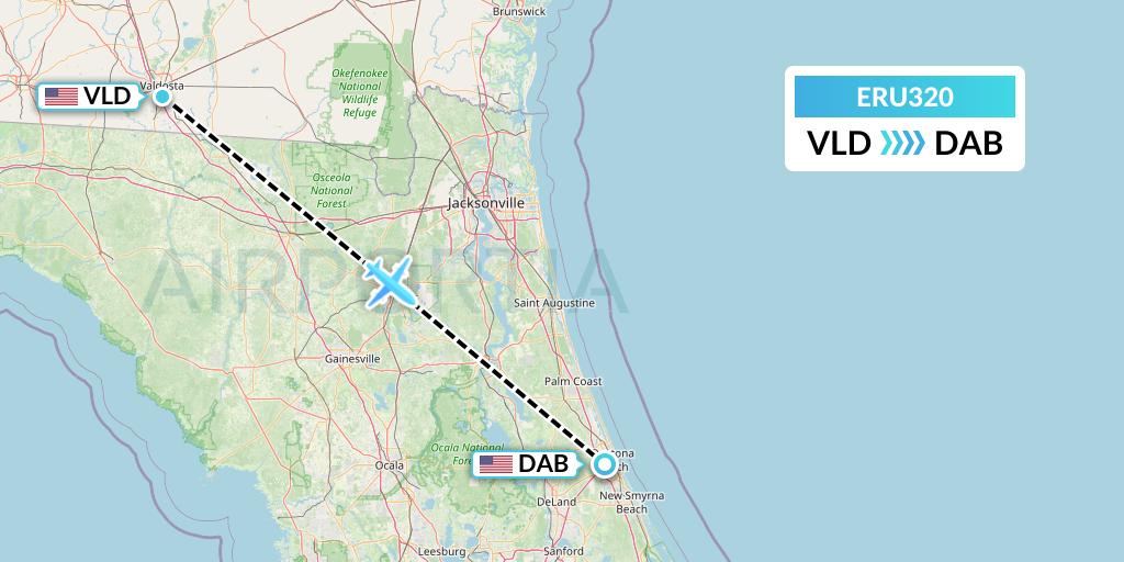 ERU320 Embry-riddle Aeronautical University Flight Map: Valdosta to Daytona Beach