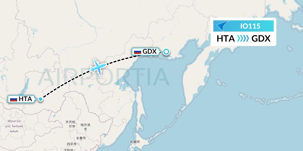 IO115 IrAero Flight Map: Chita to Magadan