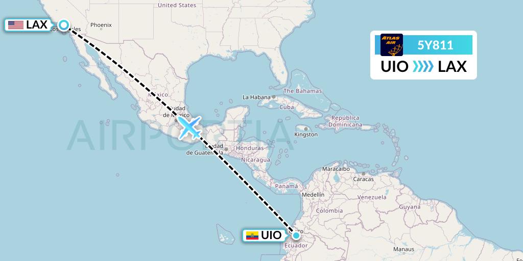 5Y811 Atlas Air Flight Map: Quito to Los Angeles