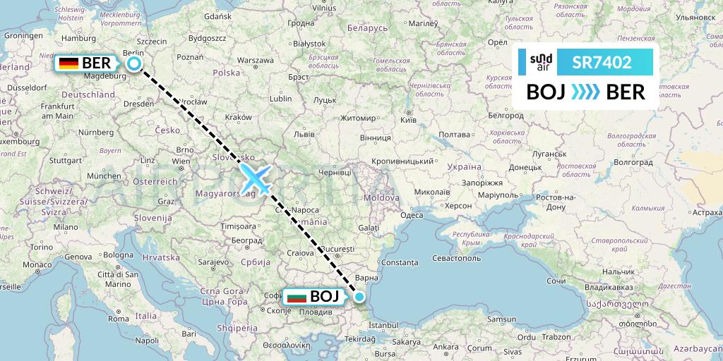 SR7402 SundAir Flight Map: Burgas to Berlin
