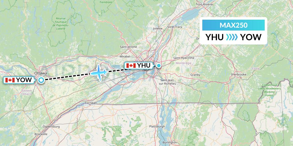 MAX250 Max Aviation Flight Map: Montreal to Ottawa