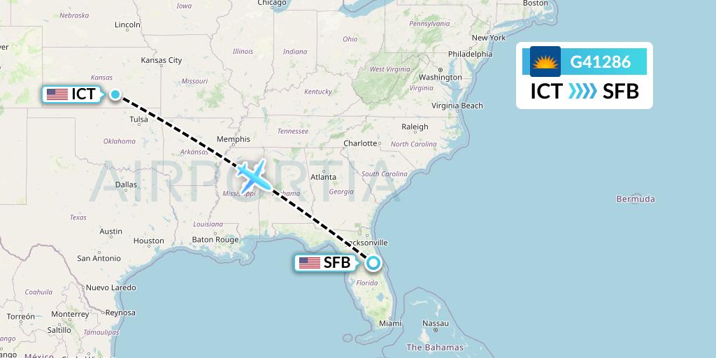 G41286 Allegiant Air Flight Map: Wichita to Orlando