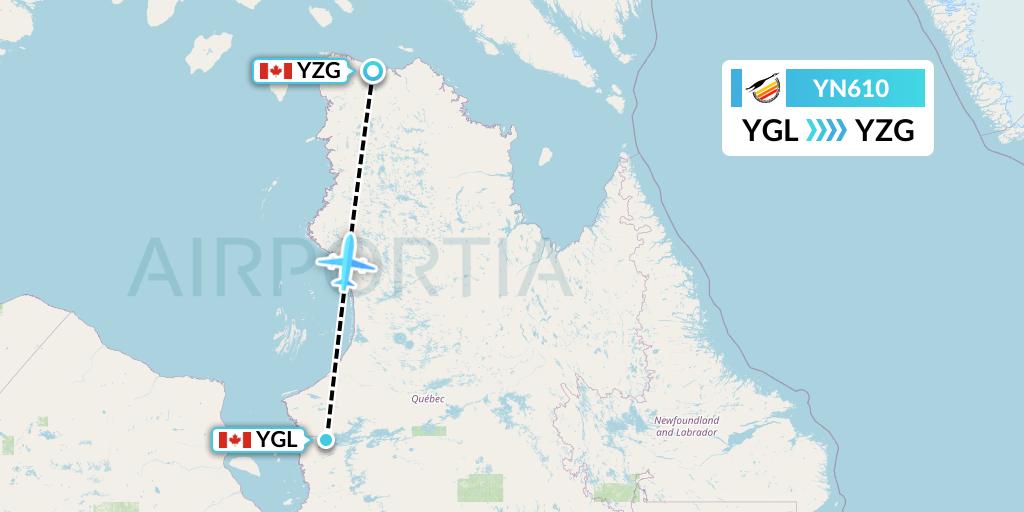 YN610 Air Creebec Flight Map: La Grande Riviere to Salluit