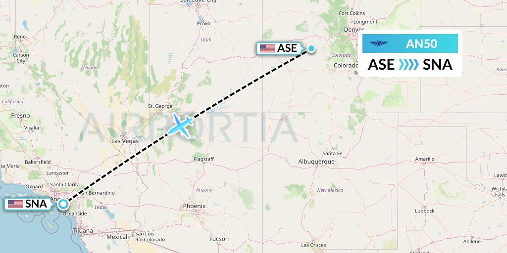 AN50 Advanced Air Flight Map: Aspen to Orange County