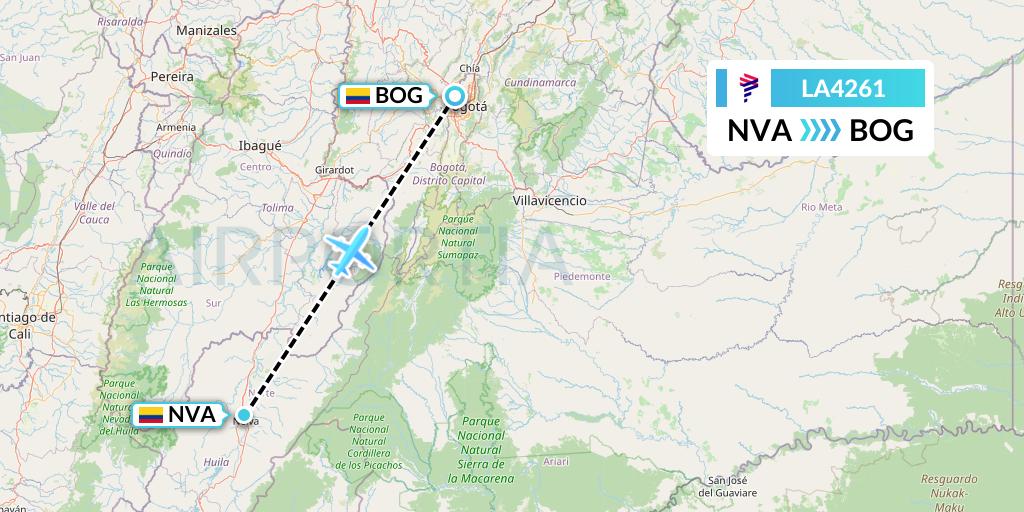 LA4261 LAN Airlines Flight Map: Neiva to Bogota