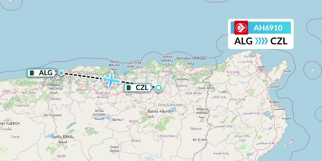 AH6910 Air Algerie Flight Map: Algiers to Constantine