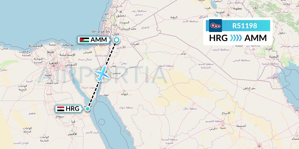R51198 Jordan Aviation Flight Map: Hurghada to Amman