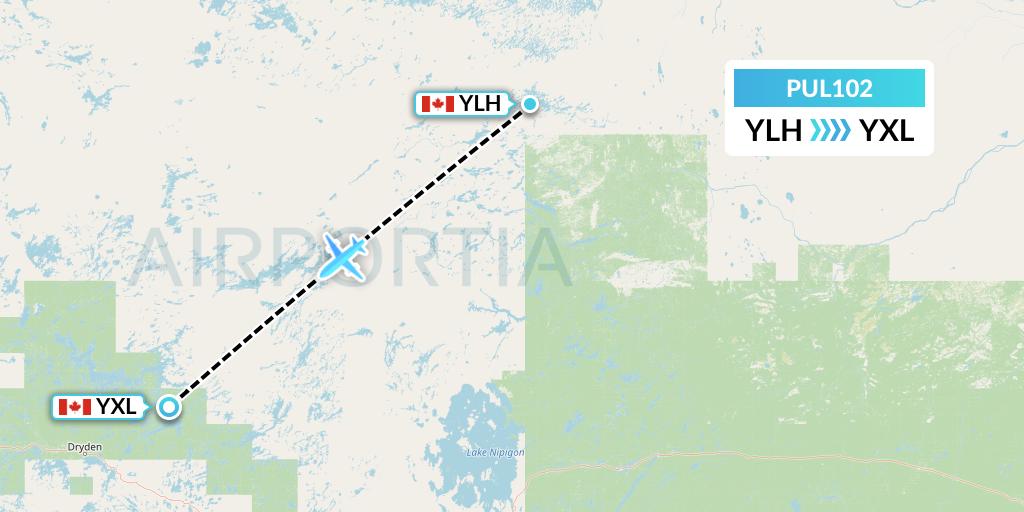 PUL102 Ornge Air Flight Map: Lansdowne House to Sioux Lookout