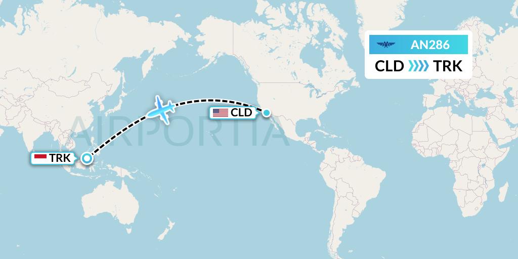 AN286 Advanced Air Flight Map: San Diego to Tarakan