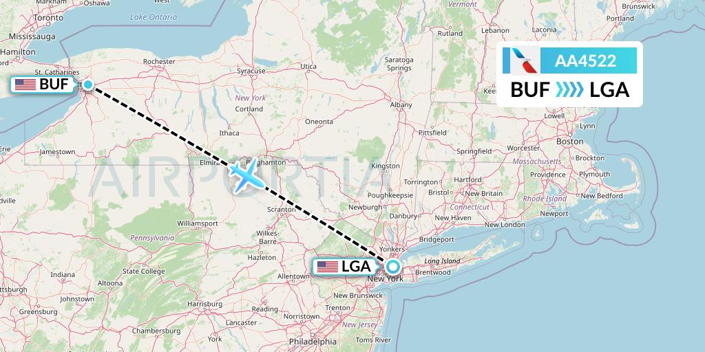 AA4522 American Airlines Flight Map: Buffalo to New York