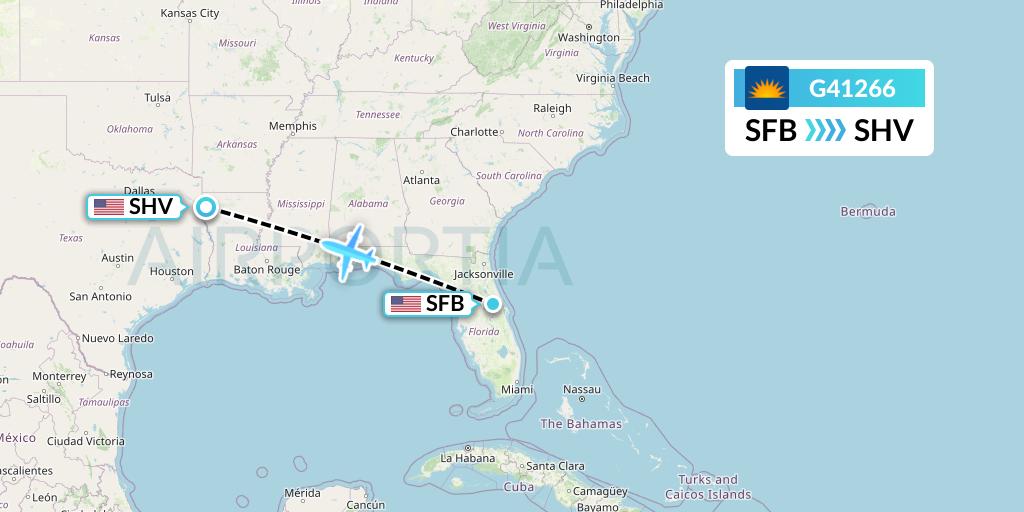 G41266 Allegiant Air Flight Map: Orlando to Shreveport