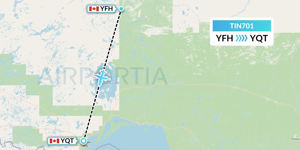 TIN701 Air Tindi Flight Map: Fort Hope to Thunder Bay