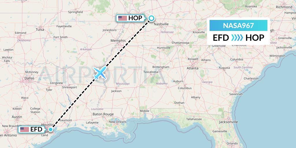 NASA967 Nasair Flight Map: Houston to Hopkinsville
