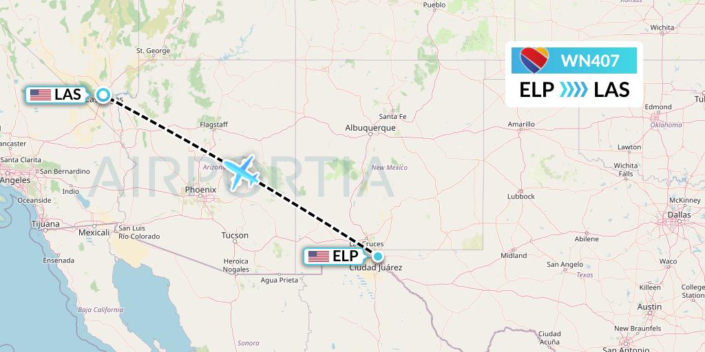 WN407 Southwest Airlines Flight Map: El Paso to Las Vegas