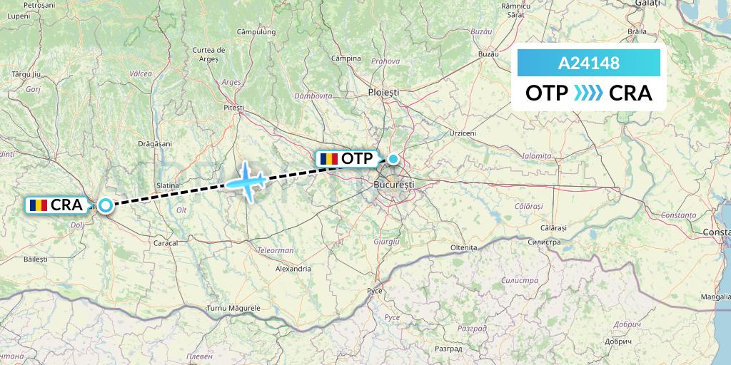 A24148 Anima Wings Aviation Flight Map: Bucharest to Craiova