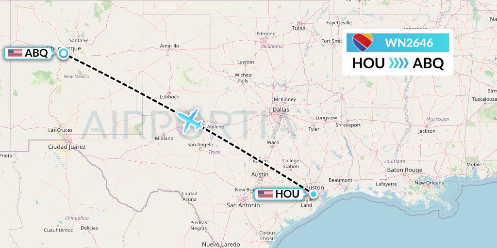 WN2646 Southwest Airlines Flight Map: Houston to Albuquerque