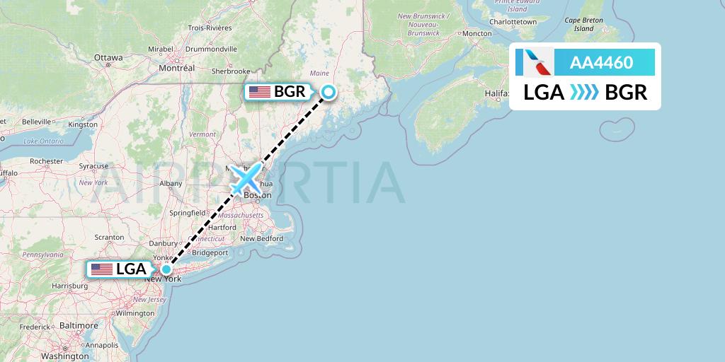 AA4460 American Airlines Flight Map: New York to Bangor