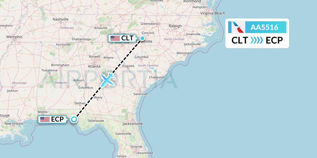 AA5516 American Airlines Flight Map: Charlotte to Panama City