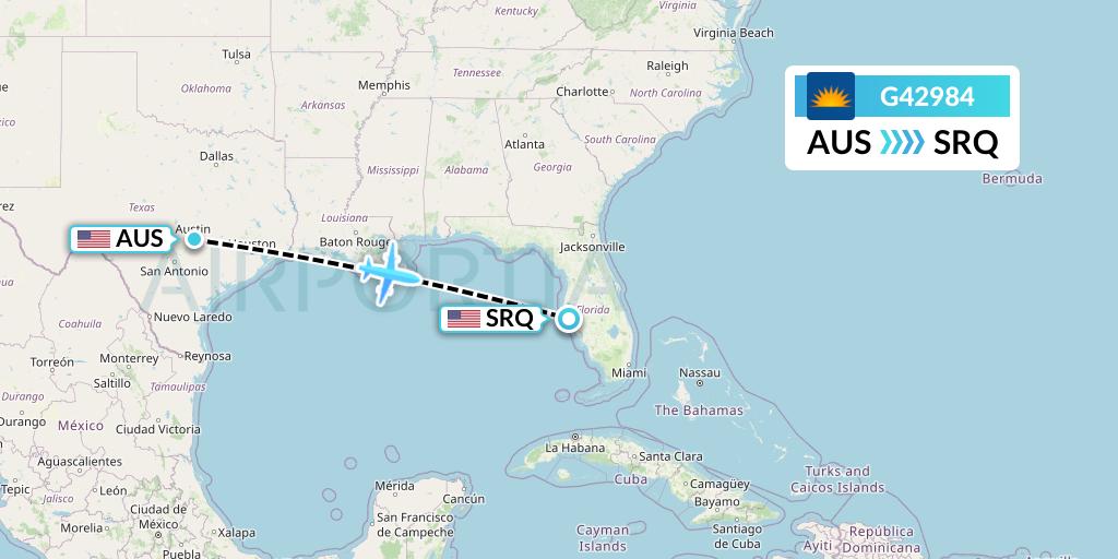 G42984 Allegiant Air Flight Map: Austin to Sarasota