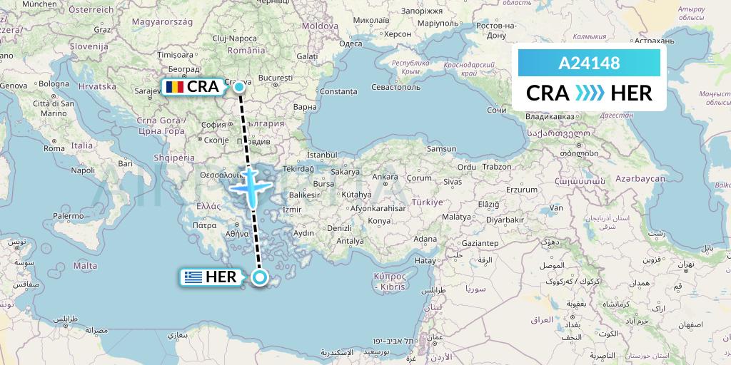 A24148 Anima Wings Aviation Flight Map: Craiova to Heraklion