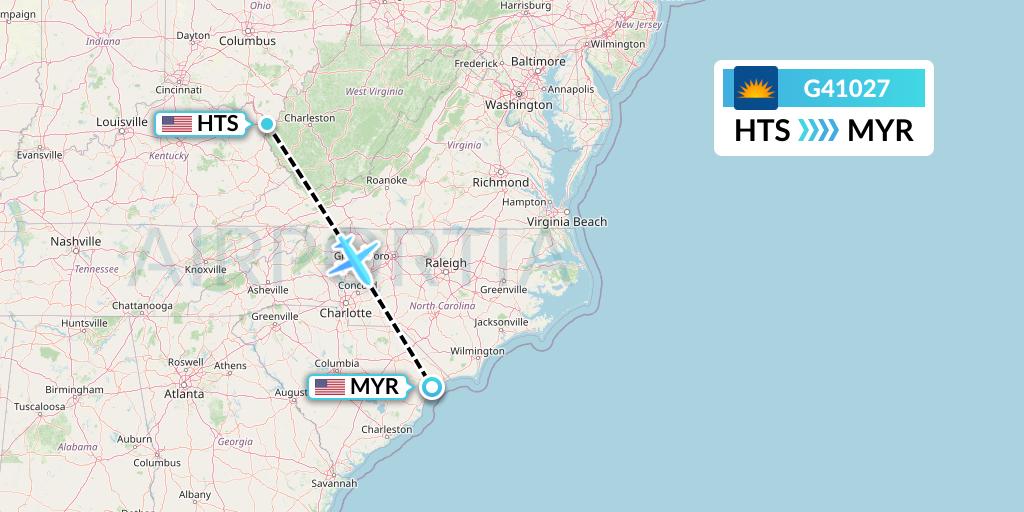 G41027 Allegiant Air Flight Map: Huntington to Myrtle Beach