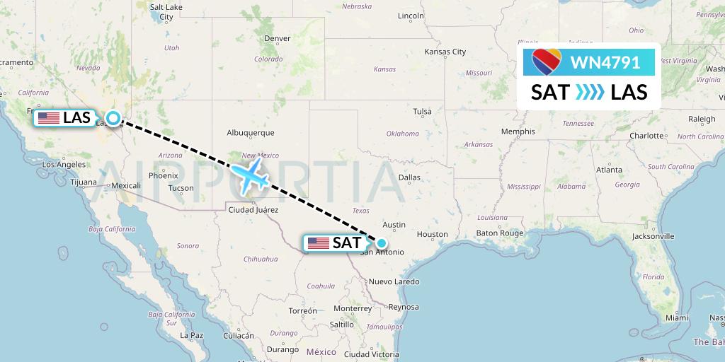 WN4791 Southwest Airlines Flight Map: San Antonio to Las Vegas