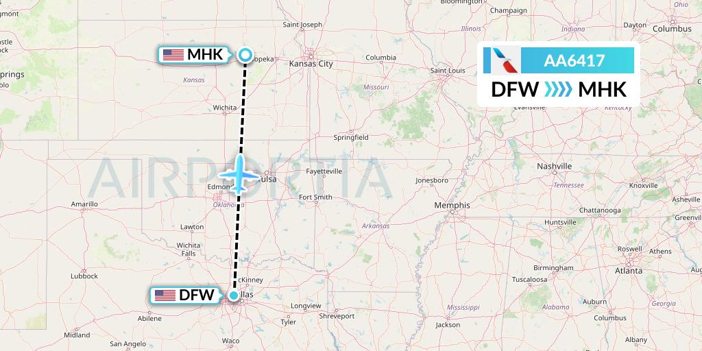 AA6417 American Airlines Flight Map: Dallas to Manhattan