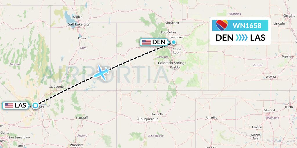 WN1658 Southwest Airlines Flight Map: Denver to Las Vegas