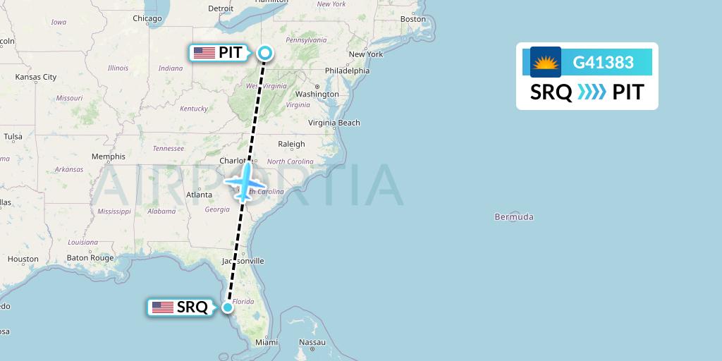 G41383 Allegiant Air Flight Map: Sarasota to Pittsburgh