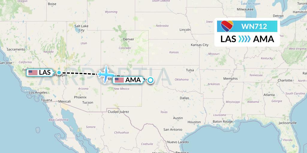 WN712 Southwest Airlines Flight Map: Las Vegas to Amarillo
