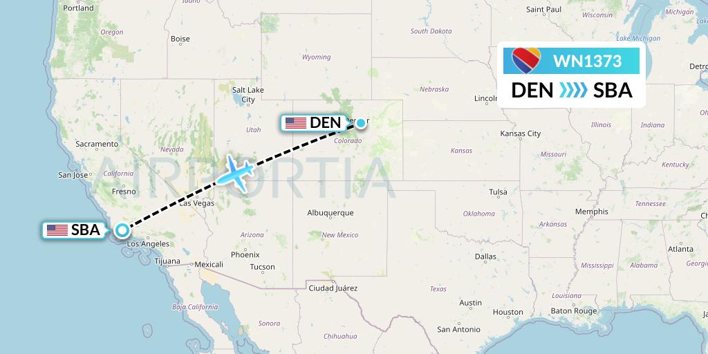 WN1373 Southwest Airlines Flight Map: Denver to Santa Barbara