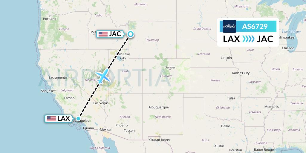 AS6729 Alaska Airlines Flight Map: Los Angeles to Jackson