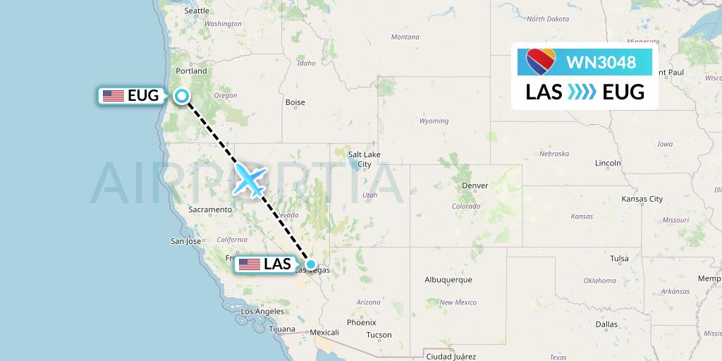 WN3048 Southwest Airlines Flight Map: Las Vegas to Eugene