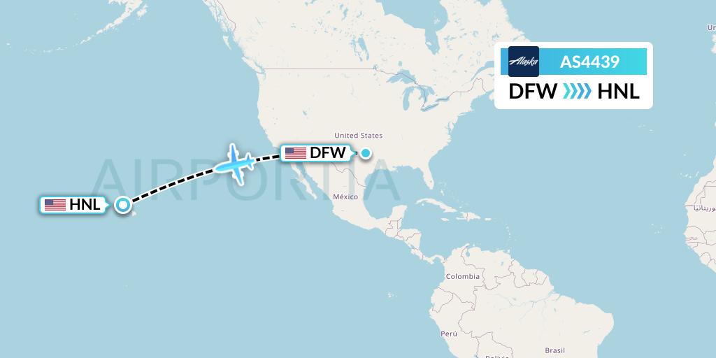 AS4439 Alaska Airlines Flight Map: Dallas to Honolulu