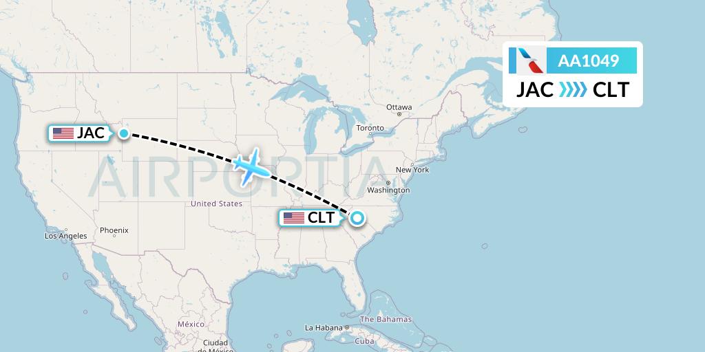 AA1049 American Airlines Flight Map: Jackson to Charlotte