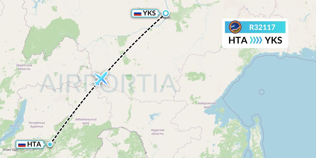 R32117 Yakutia Airlines Flight Map: Chita to Yakutsk