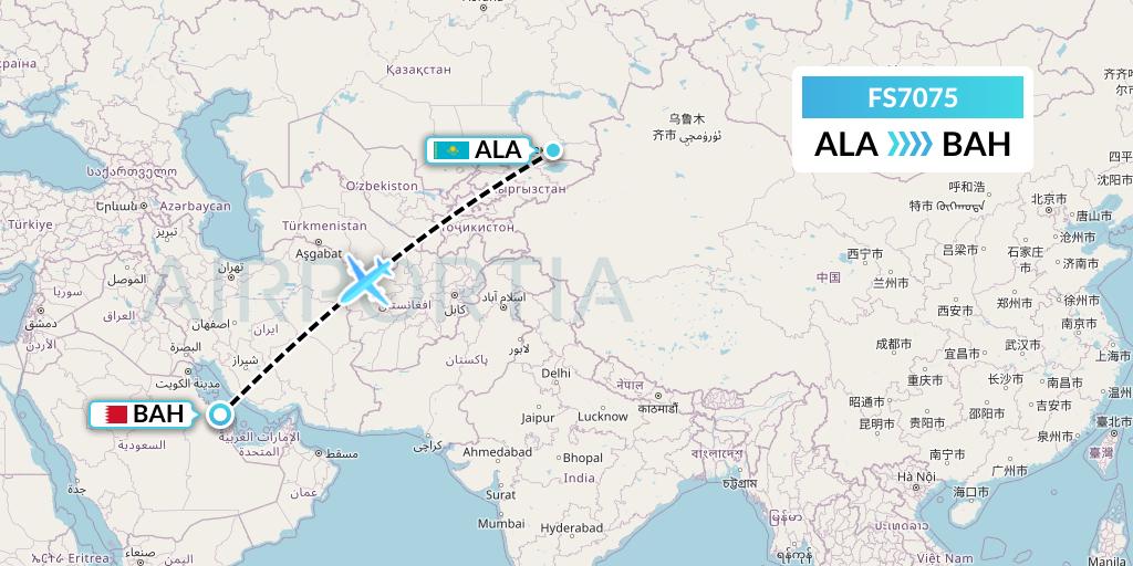 FS7075 Flyr Flight Map: Almaty to Bahrain
