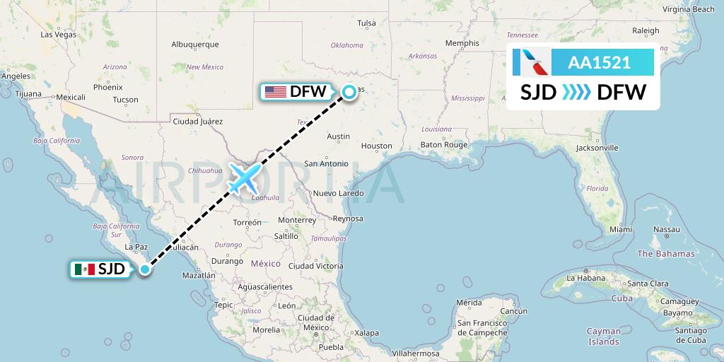 AA1521 American Airlines Flight Map: San Jose del Cabo to Dallas