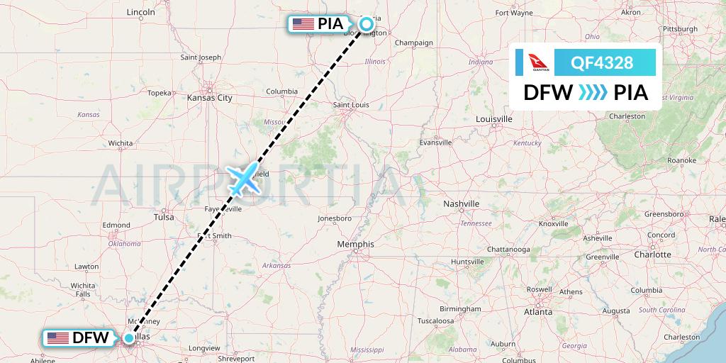 QF4328 Qantas Flight Map: Dallas to Peoria