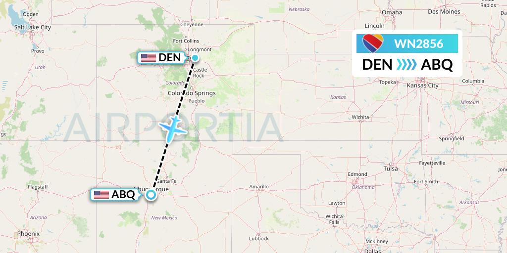 WN2856 Southwest Airlines Flight Map: Denver to Albuquerque