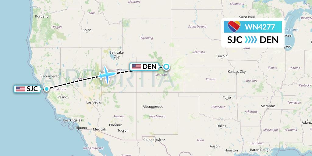 WN4277 Southwest Airlines Flight Map: San Jose to Denver
