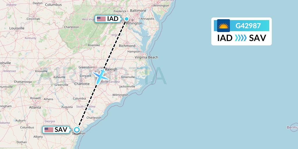 G42987 Allegiant Air Flight Map: Washington to Savannah