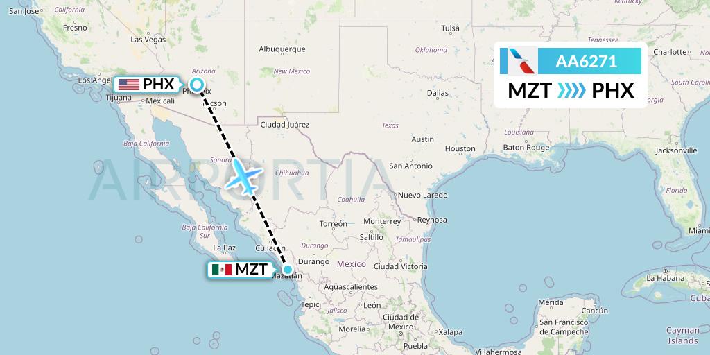 AA6271 American Airlines Flight Map: Mazatlan to Phoenix