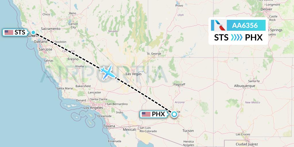 AA6356 American Airlines Flight Map: Santa Rosa to Phoenix