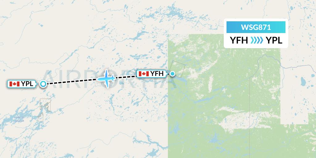 WSG871 Wasaya Airways Flight Map: Fort Hope to Pickle Lake